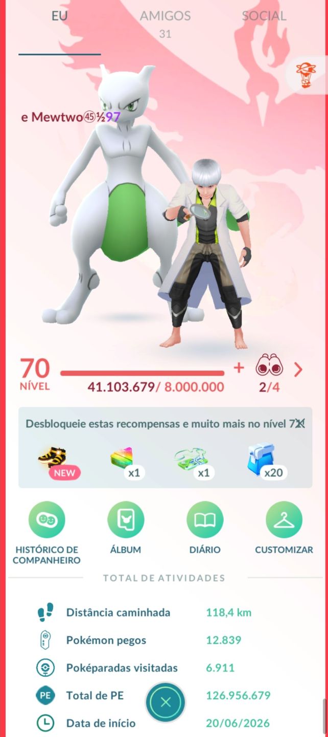 Conta nível 70- MEGA MEWTWO SHINY 97%