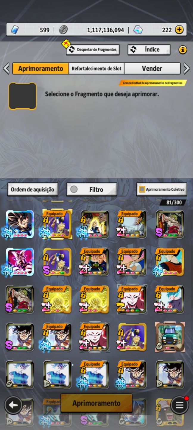 Conta Dragon Ball Legends com muitos personagens