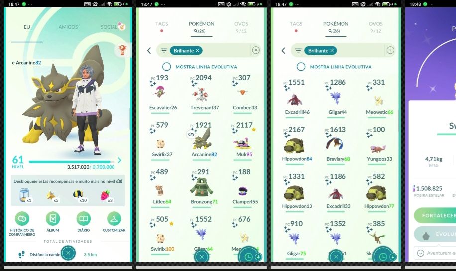 LVL 61 | 26 SHINY | 1.5M STARDUST | SWIRLIX SHUNDO 100% F040