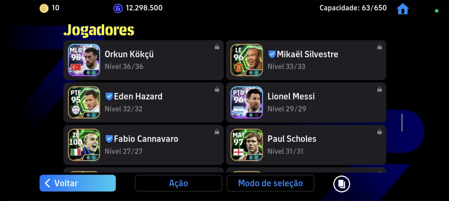 CONTA DE EFOOTBALL MOBILE COM VÁRIOS ÉPICOS