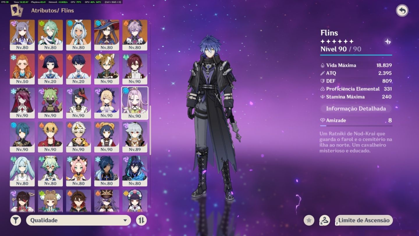 GENSHIN IMPACT AR 60 | AMÉRICA | 52 PERSONAGENS 5 ESTRELAS + CONSTELAÇÕES