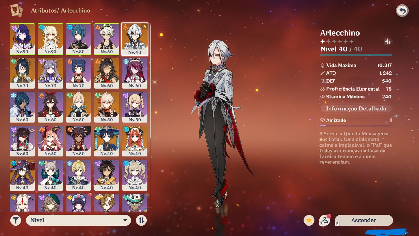 Conta Iniciante Genshin AR55, 10 personagens 5 estrelas