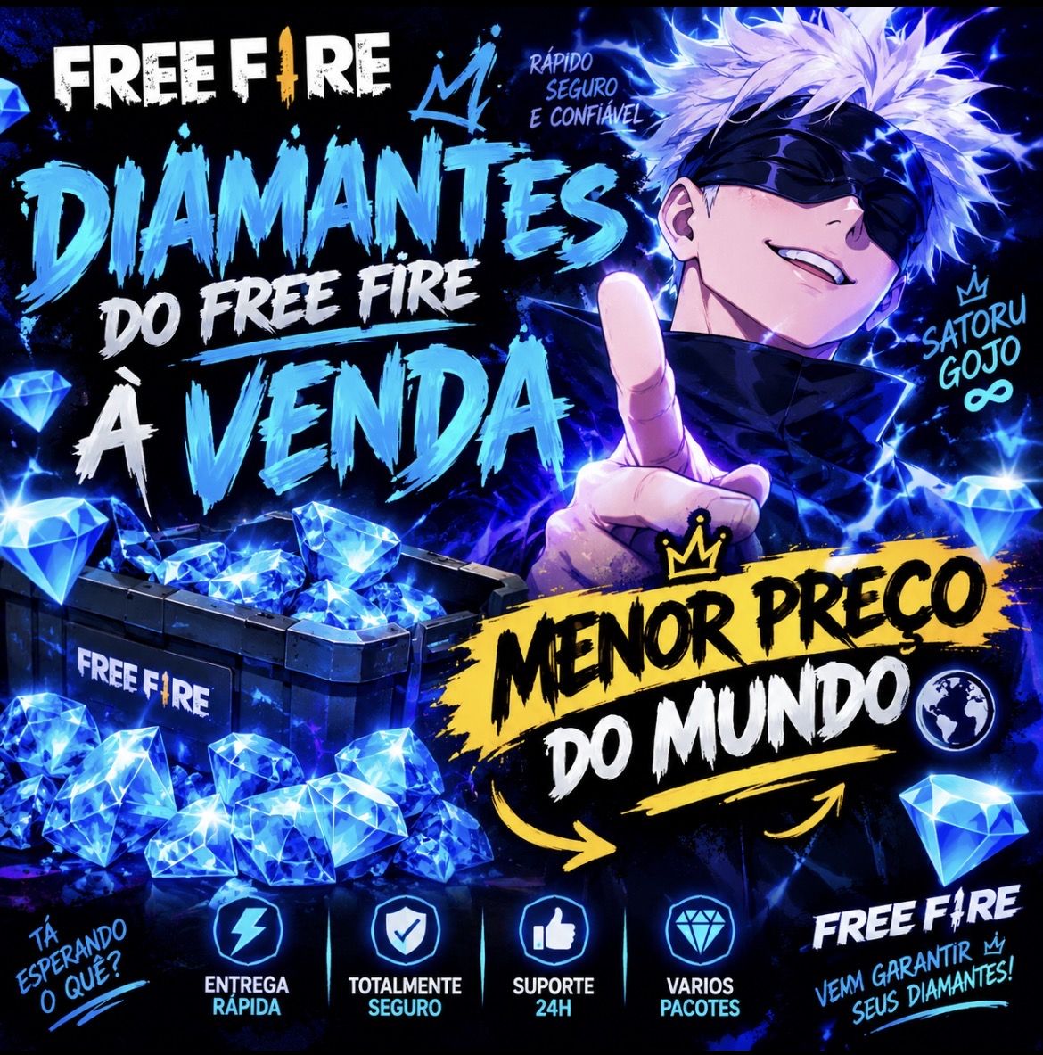DIAMANTES FREE FIRE BARATOS | MENOR PREÇO DO MUNDO ENTREGA RÁPIDA / PELO ID