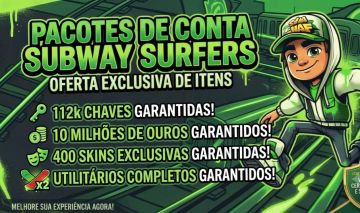 Pacote Subway Surfers - 112k Chaves + 10M Moedas + 10k utilitários.
