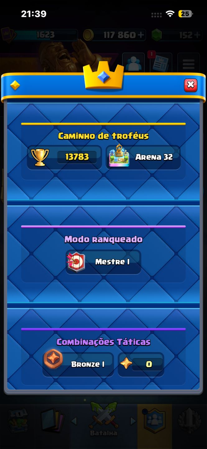 Conta clash royale 13750 troféus level 16