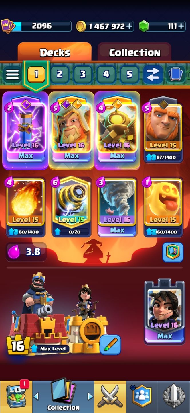 Conta Lvl 16 + todas cartas level 15 + 39 Evolucoes + 2 CRL BADGE+ Coleção 2096
