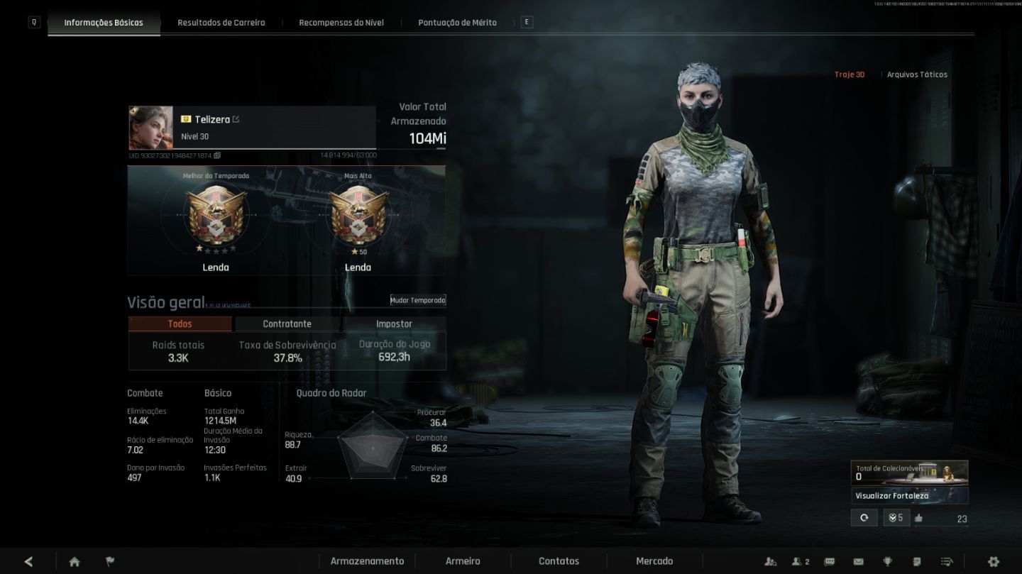 Conta LVL 30 - Lenda (Rank Max. Lenda 50x) + 100kk de invetario ( 75kk de Koen)