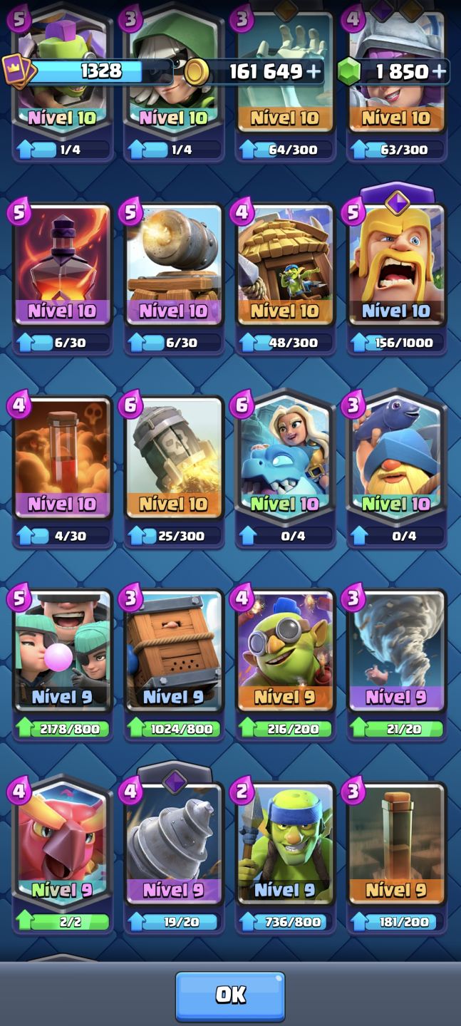 Conta de Clash royale muito boa com cartas heróicas e evoluidas