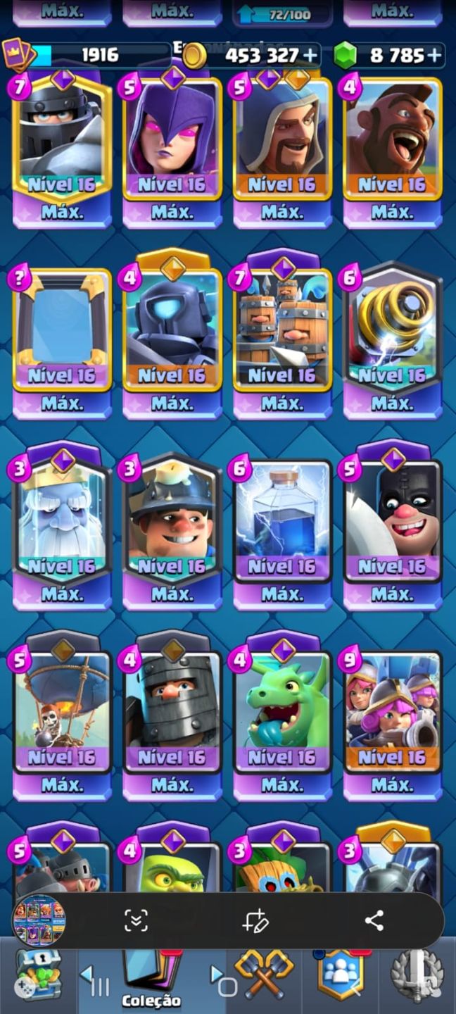 Clash Royale rei nível 16 + 8700 gemas + Full cartas + Evoluções + Heróis e mt++