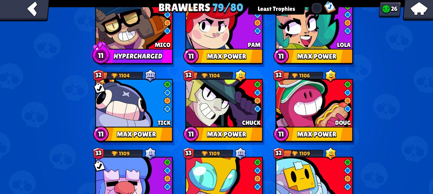 BRAWL STARS CONTA DE 90K / 48 RANK 35 / 14/15 PASSES /+ DE 100 SKINS