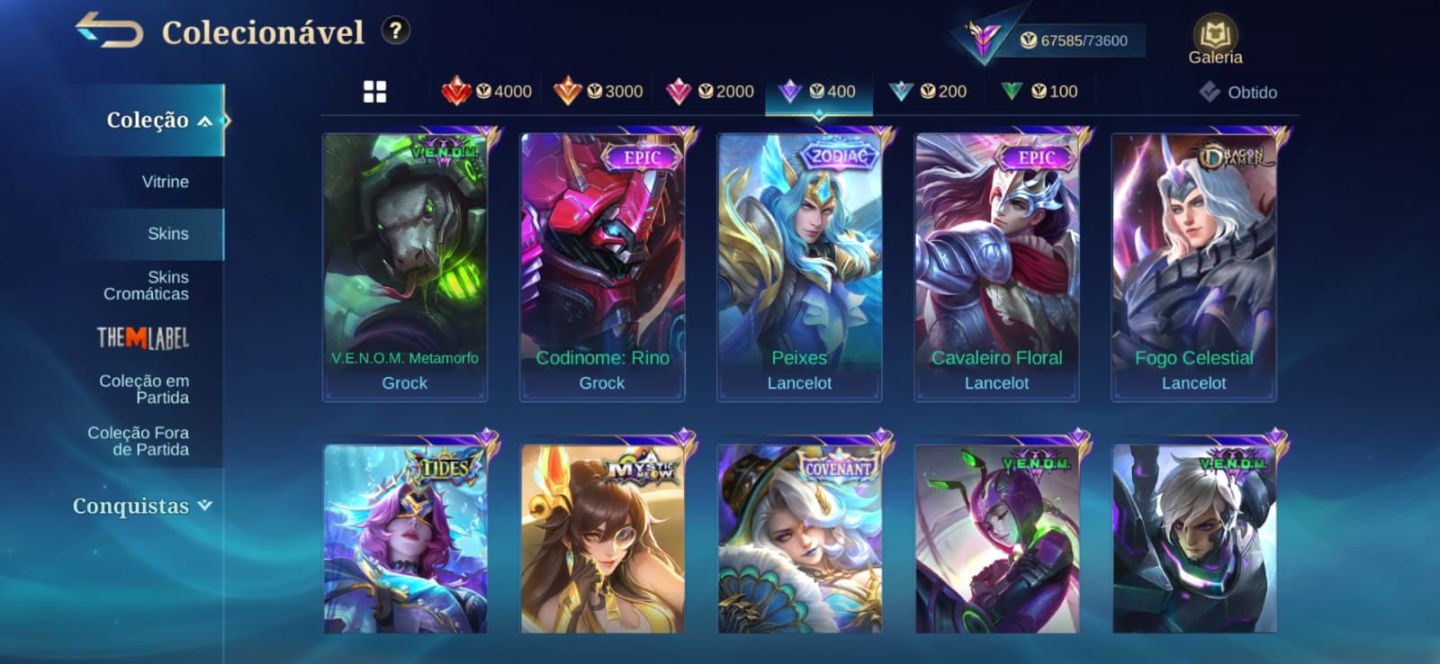 CONTA MOBILE LEGENDS IMORTAL +105 ESTRELAS E +200 SKINS