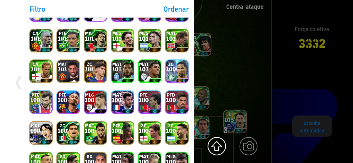 Conta eFootball Mobile Messi + CR7 + Del Piero Elenco Forte.
