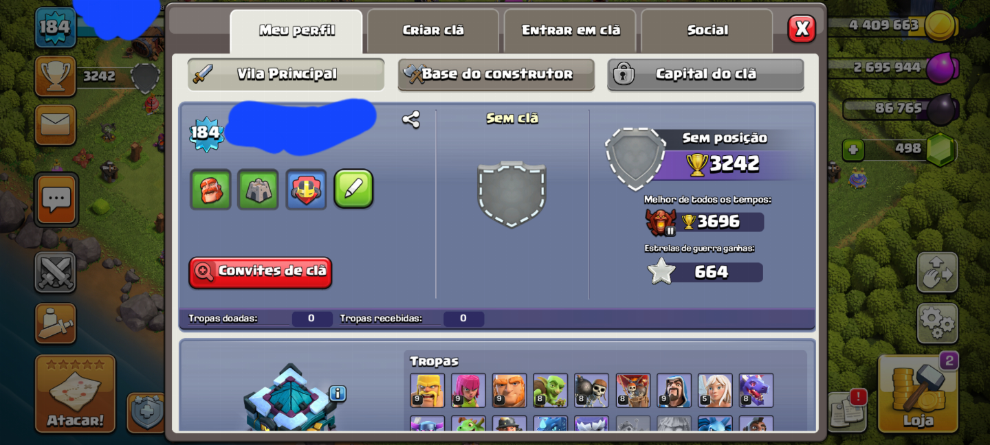 Conta Clash of clans cv13