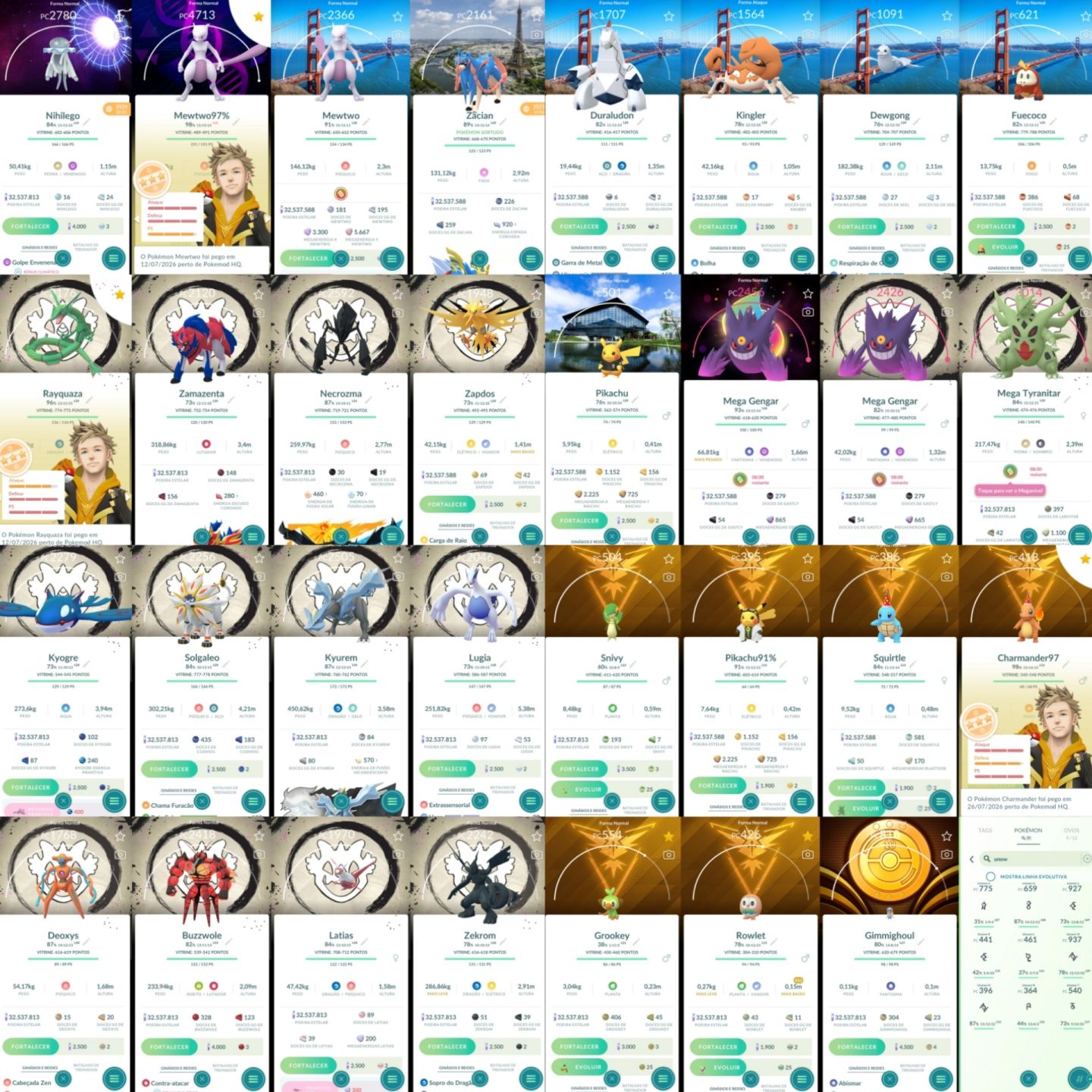CONTA LV70 DE 2019 32M DE DUST SHUNDOS RAROS LENDARIOS SHINYS FUNDO - POKEMON GO