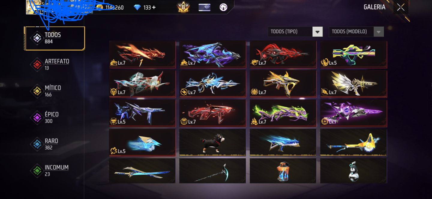 Conta de Free Fire Level 80