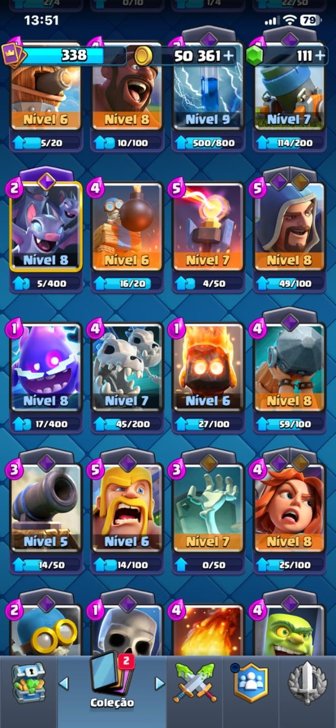 CONTA CLASH ROYALE 2.444 TROFÉUS | NÍVEL 9 | 50 MIL OURO + 111 GEMAS!
