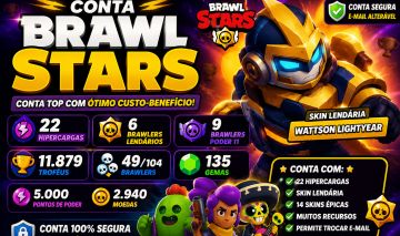 Brawl Stars 22 Hipercargas + 9 Poder 11 + Skin Lendária | Troca E-mail