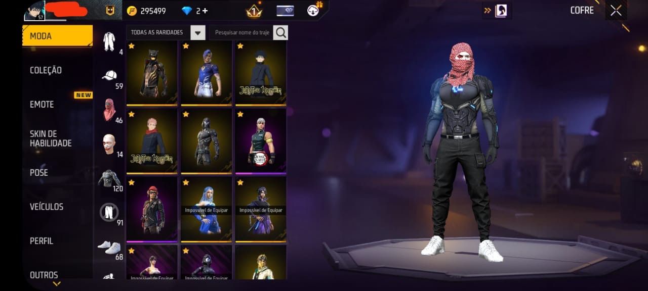 Conta de free fire com entrada do sukuna