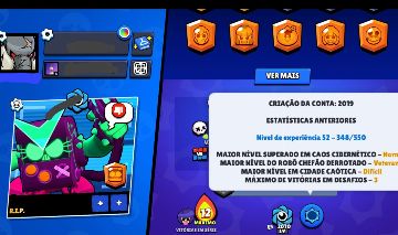 CONTA BRAWL STARS ANTIGA COM SKINS RARAS