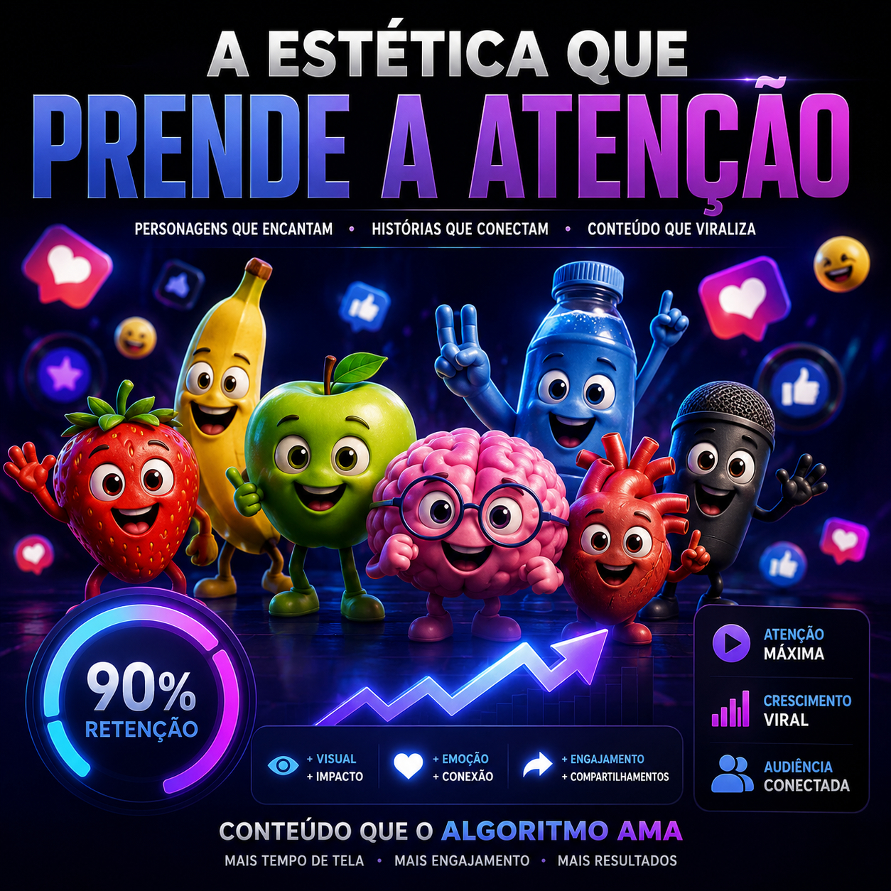 Pack 400+ Vídeos Animados IA Histórias de Frutas, Objetos e Órgãos 3D