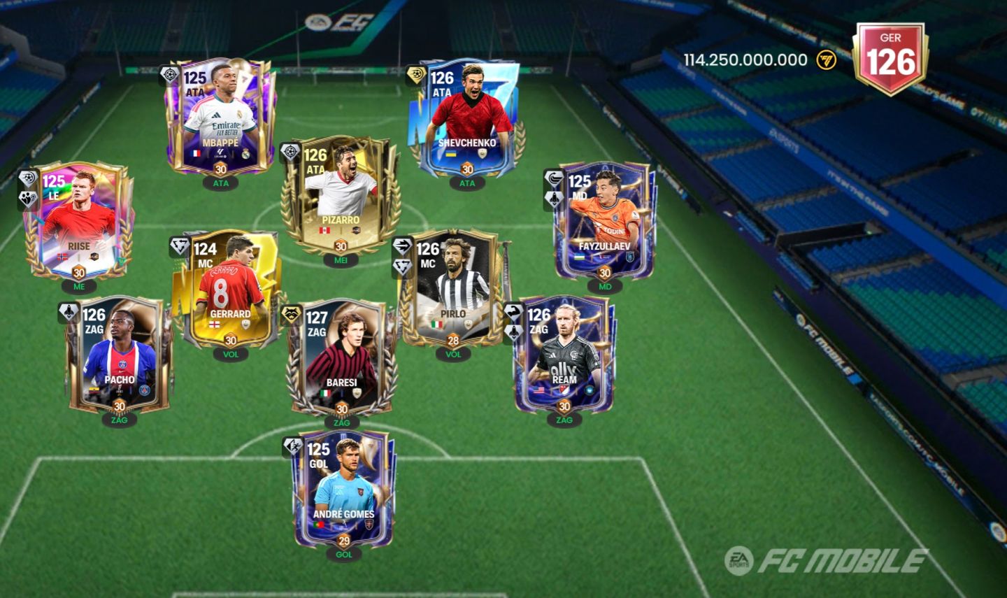 CONTA EA SPORTS FC MOBILE | GER 126 | VALOR DE 114,2 BI | TRÍPLICE CAMPEÃO DE F