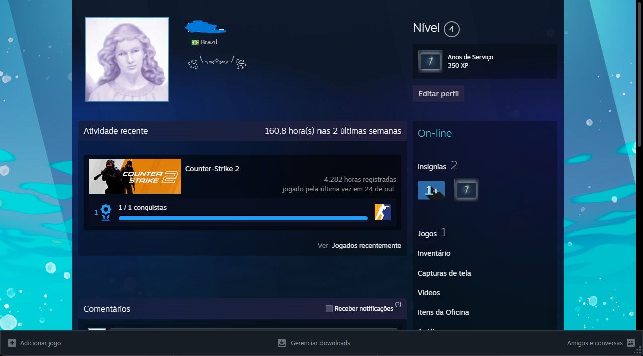 Conta Cs2 Level 16 Gc (Prime + Medalhas + Comprovante + 4500 Horas)