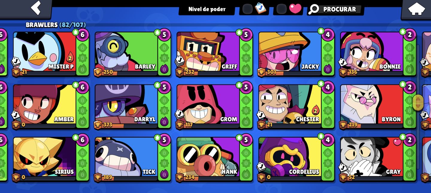 CONTA BRAWL STARS 23.064 TROFÉUS | 82/107 BRAWLERS