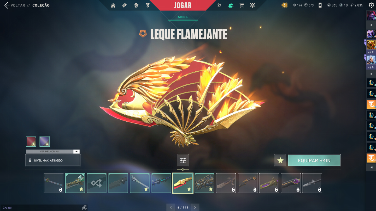 Conta valorant com leque flamejante, arcane, retribuição e ursinhos carinhosos.