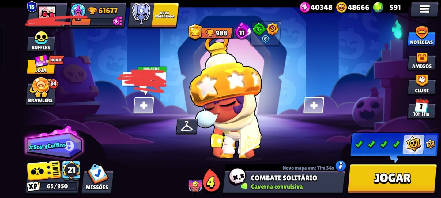 Conta Brawl Stars 61K, +590 gemas, +45k de ouro, Skins Raras, 107 Brawlers