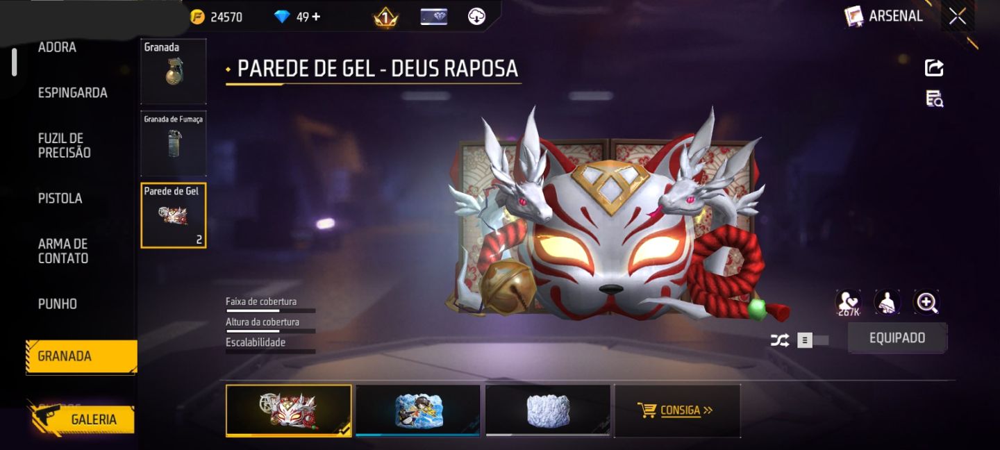 CONTA FF NIVEL 17 + MORCEGO CAÓTICO + 3 SKINS DO NARUTO + 2 GELOS (SEU EMAIL)