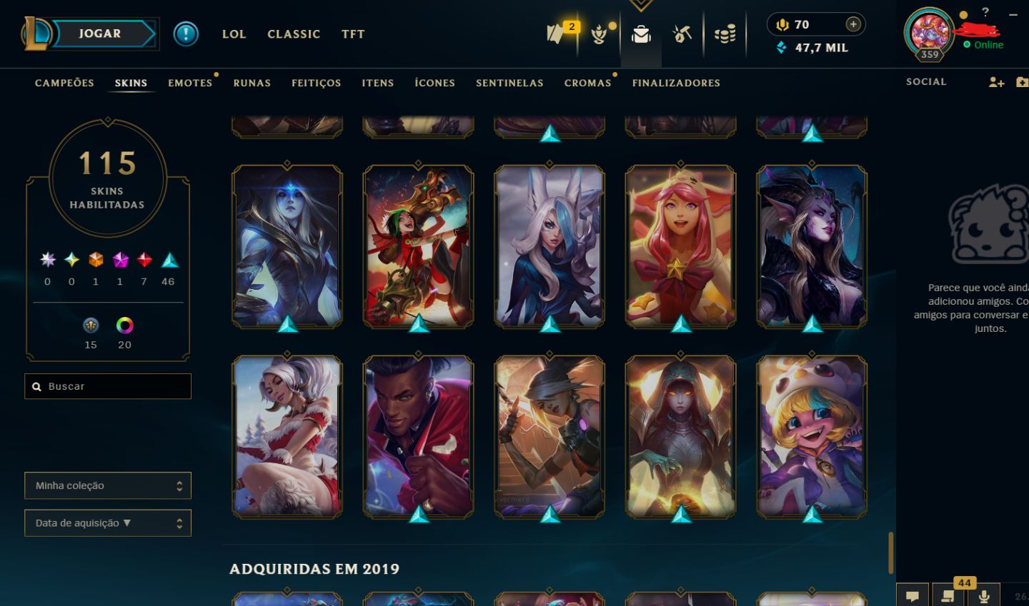 CONTA RIOT PREMIUM: LOL DIAMANTE 4 + CONTA VALORANT BONUS(gratis (2 skins clean)