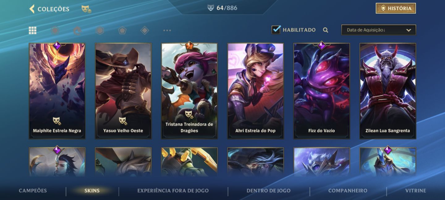 Conta de WildRift 64 skins preço mais baixo