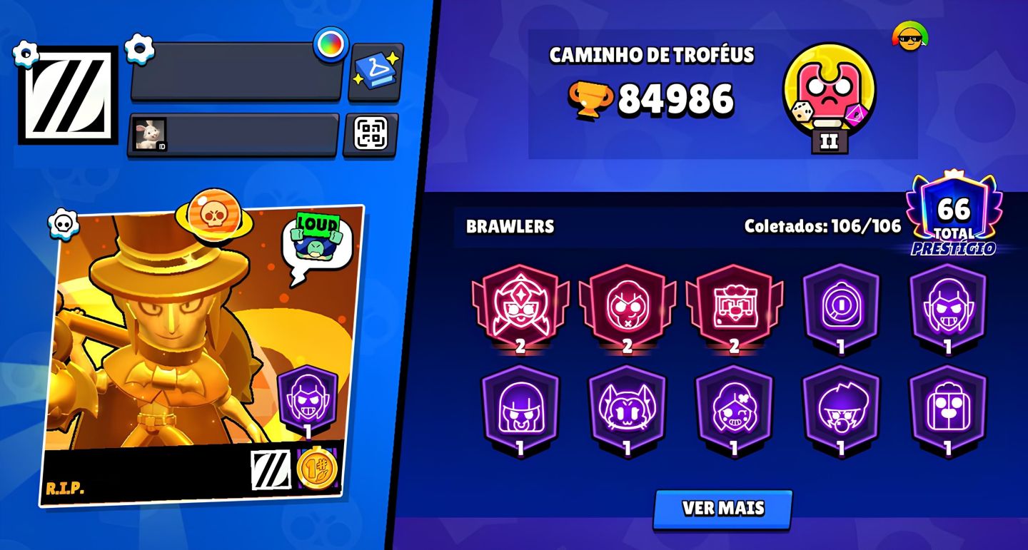 Conta Brawl Stars 85K de Troféus - Brawl Passe ativo!