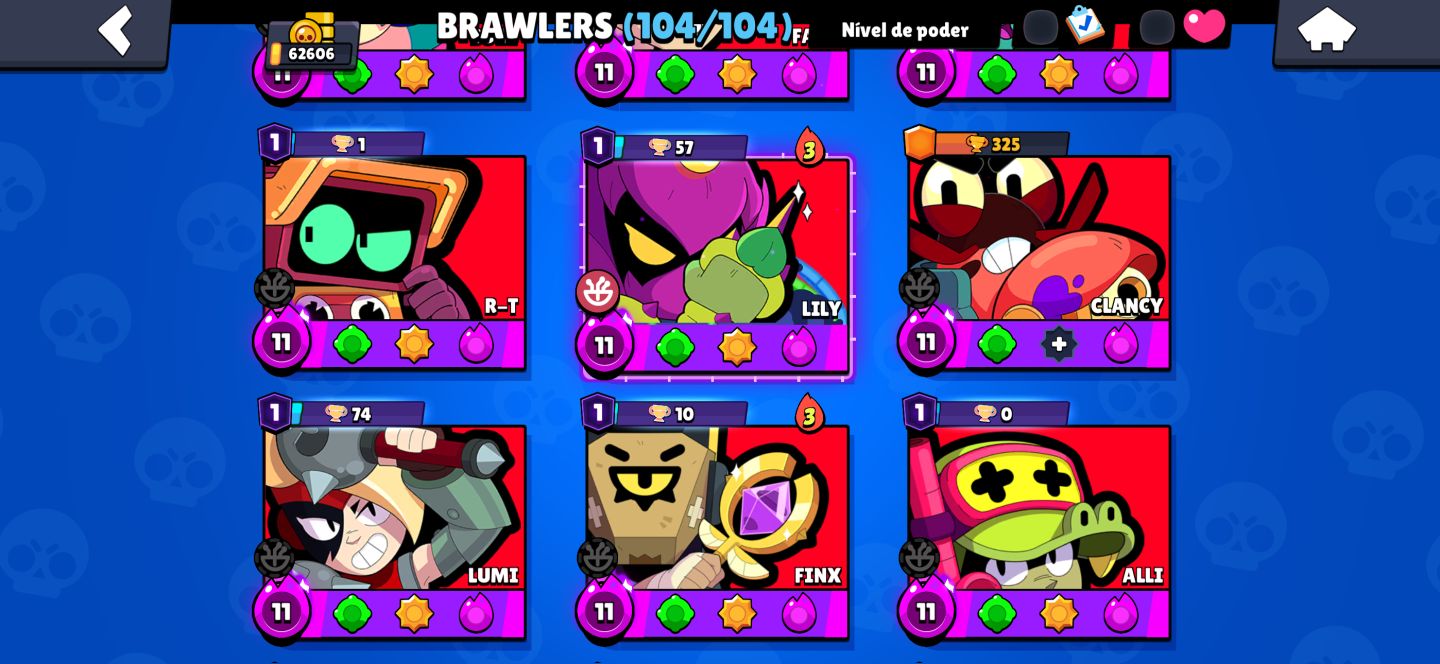 Conta TOPADA 106/106 com 57 brawl 11 com hipercarga