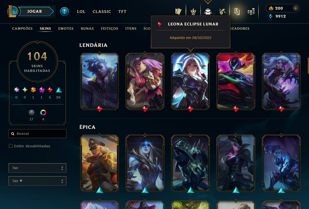 [ACESSO IMEDIATO] Bronze IV 104+ Skins 0% WR
