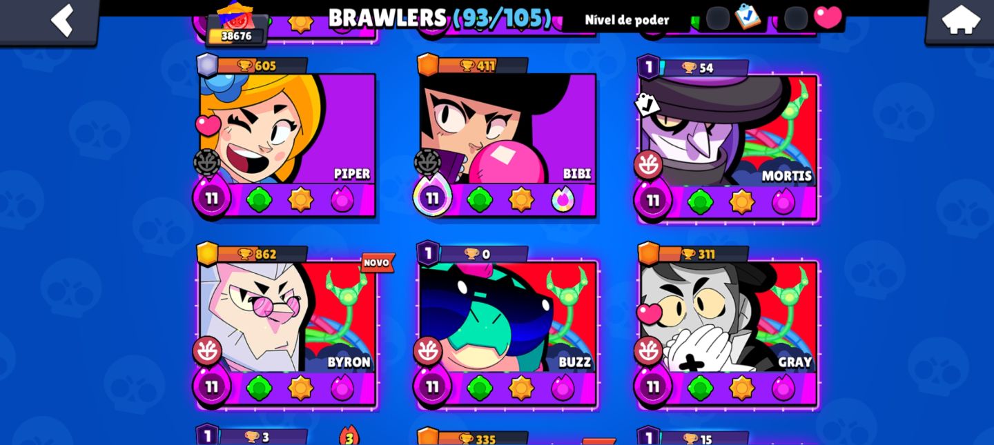 CONTA DE BRAWL STARS 38K DE TROFÉUS 93 BRAWLERS