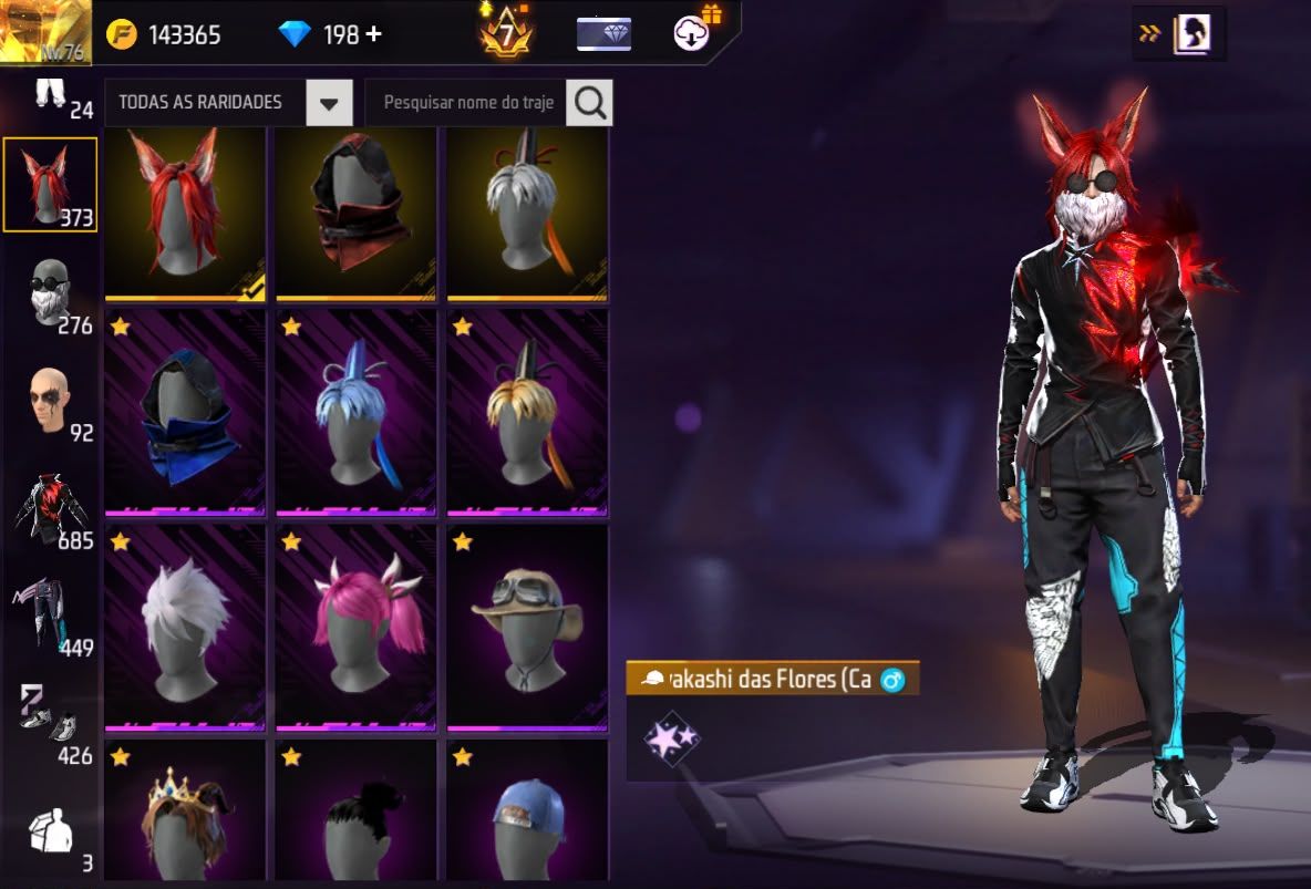 Conta free fire gemada com angelical barbinha punho bandeirao troca nick prime 7