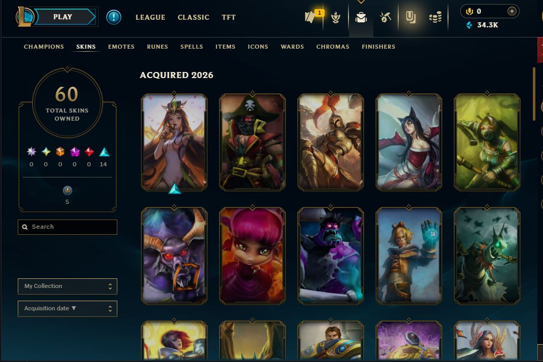 Conta de lol smurf com 60 skins