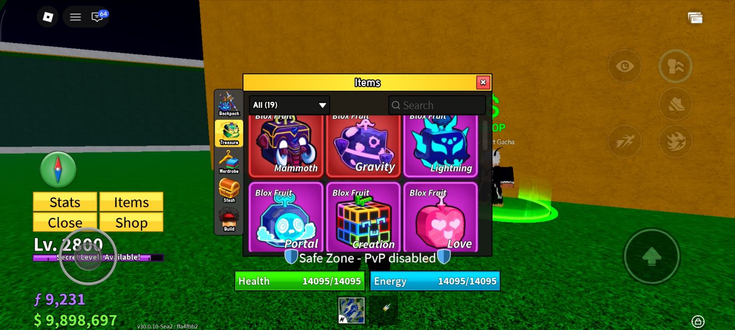 CONTA DE BLOX FRUITS Lvl 2800 + Ghm + 2 a 4 Frutas Miticas (olhe a descrição)