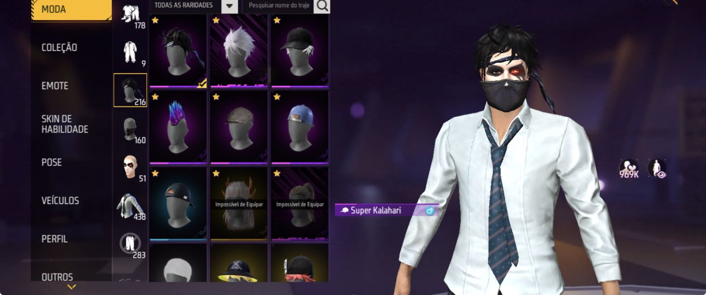 Conta Free Fire com full skins do naruto e mais