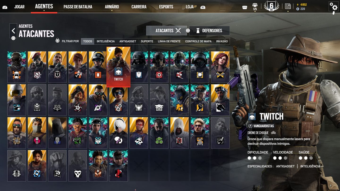 R6 LVL 150 GELEIRA F2 TWITCH + 40 ELITES + MIRA ROXA + ONAMI + 40 ELITES!!