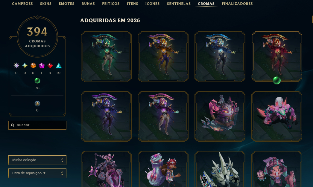 CONTA LOL - DIAMANTE IV +500 SKINS +300 ESSENCIAS MÍTICAS E TODOS OS CHAMPS