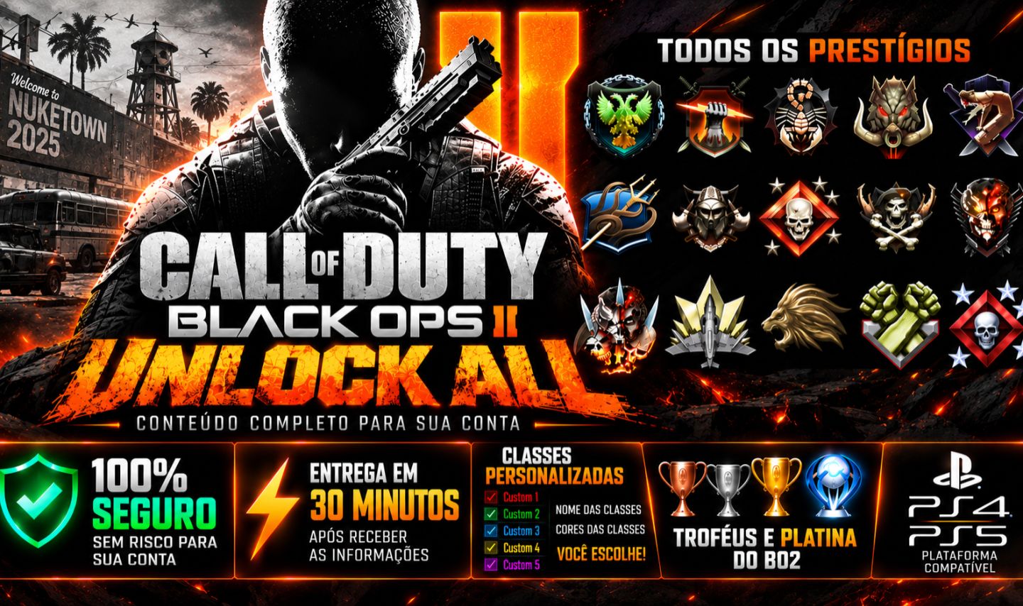 BO2 BLACK OPS 2 | UNLOCK ALL NA SUA CONTA ou CONTA PRONTA| PS4/PS5