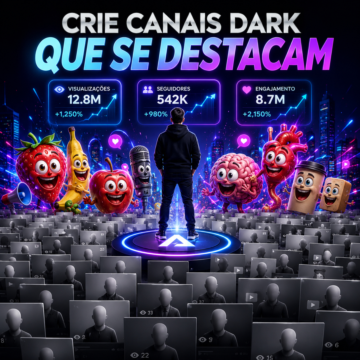 Pack 400+ Vídeos Animados IA Histórias de Frutas, Objetos e Órgãos 3D