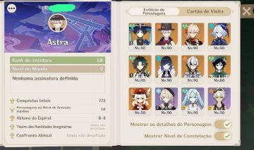 CONTA GENSHIN IMPACT AR58, Lyney + bis, Furina + bis, Wanderer c3, Xiao c1 + HSR