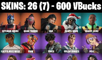 CONTA FORTNITE COM 26 SKINS TRACE/RELIK/SLAYER JUICE/MAE/KHABY LAME/LORENZO