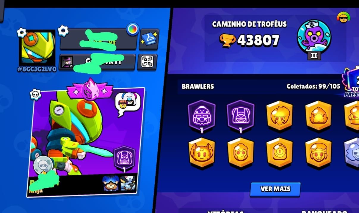 Conta do brawl stars com o primeiro passe com muitas skins lendárias