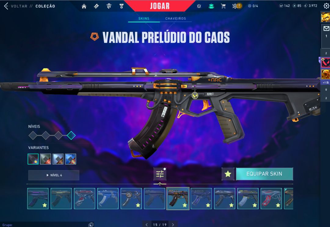CONTA VALORANT SEM ELO ATUAL COM SKINS CHAMPIONS
