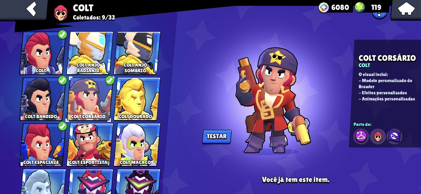 Conta de brawl stars com 28k de troféus e muitas skins raras.