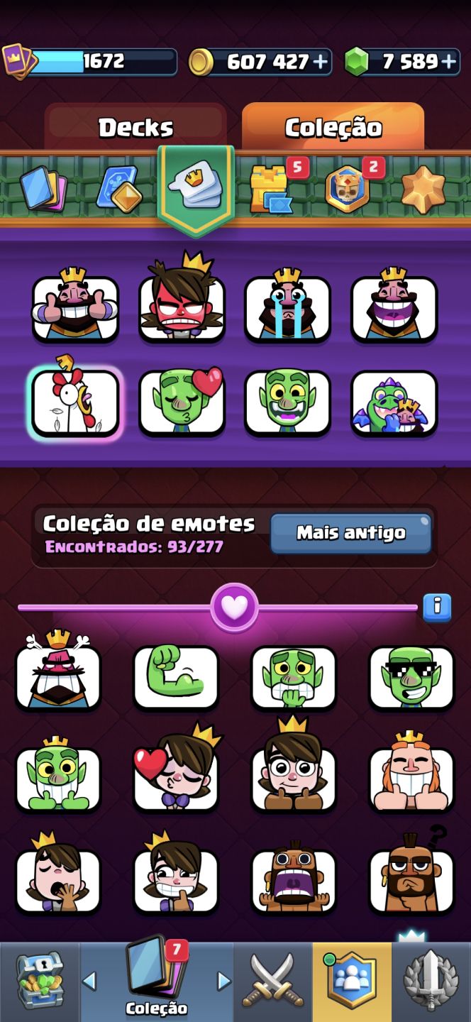 Conta CRL Nível 16 Máx | 7.500 Gemas | Todas as Cartas | Conta Raríssima
